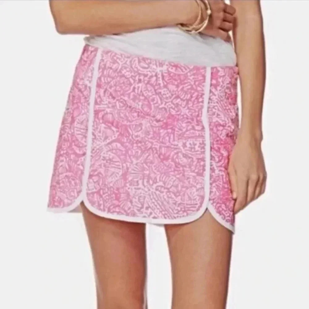 {Lily Pulitzer} Pink and White Cala Skort Hotty Get Crackin - Size 0